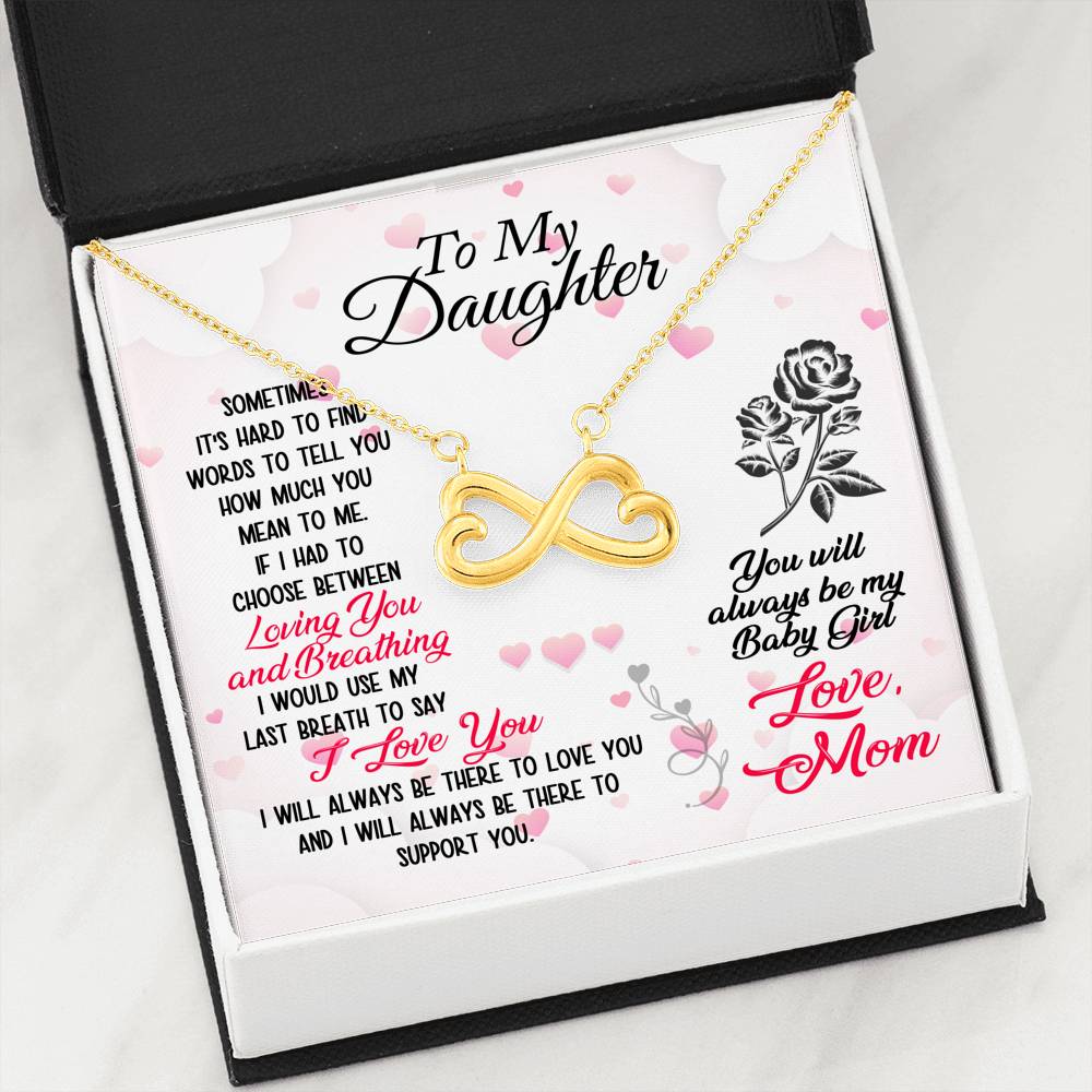 To My Daughter Love Mom, You Make me Smile Infinity Pendant Necklace Message Card