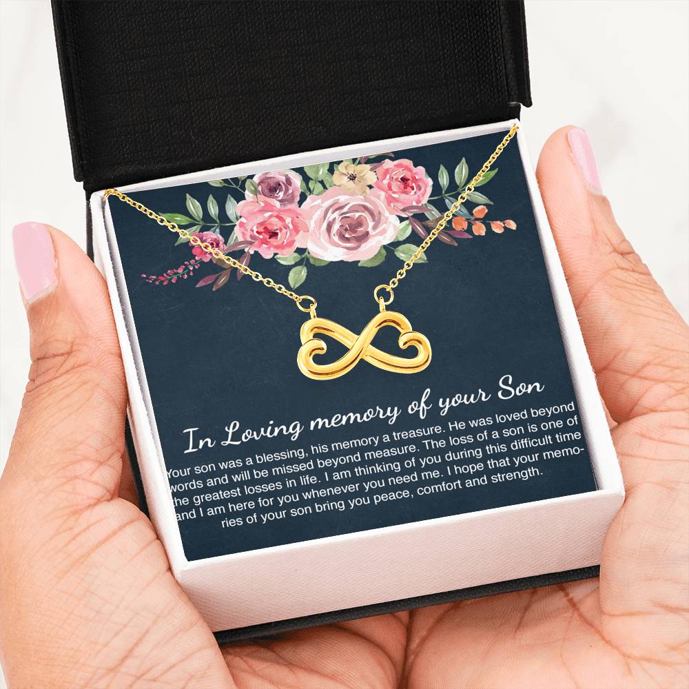 Loss of Son Gift Grief Gift Sympathy Gift Son Memorial Gift - Infinity Hearts Necklace Jewelry with Gift Box – Silver