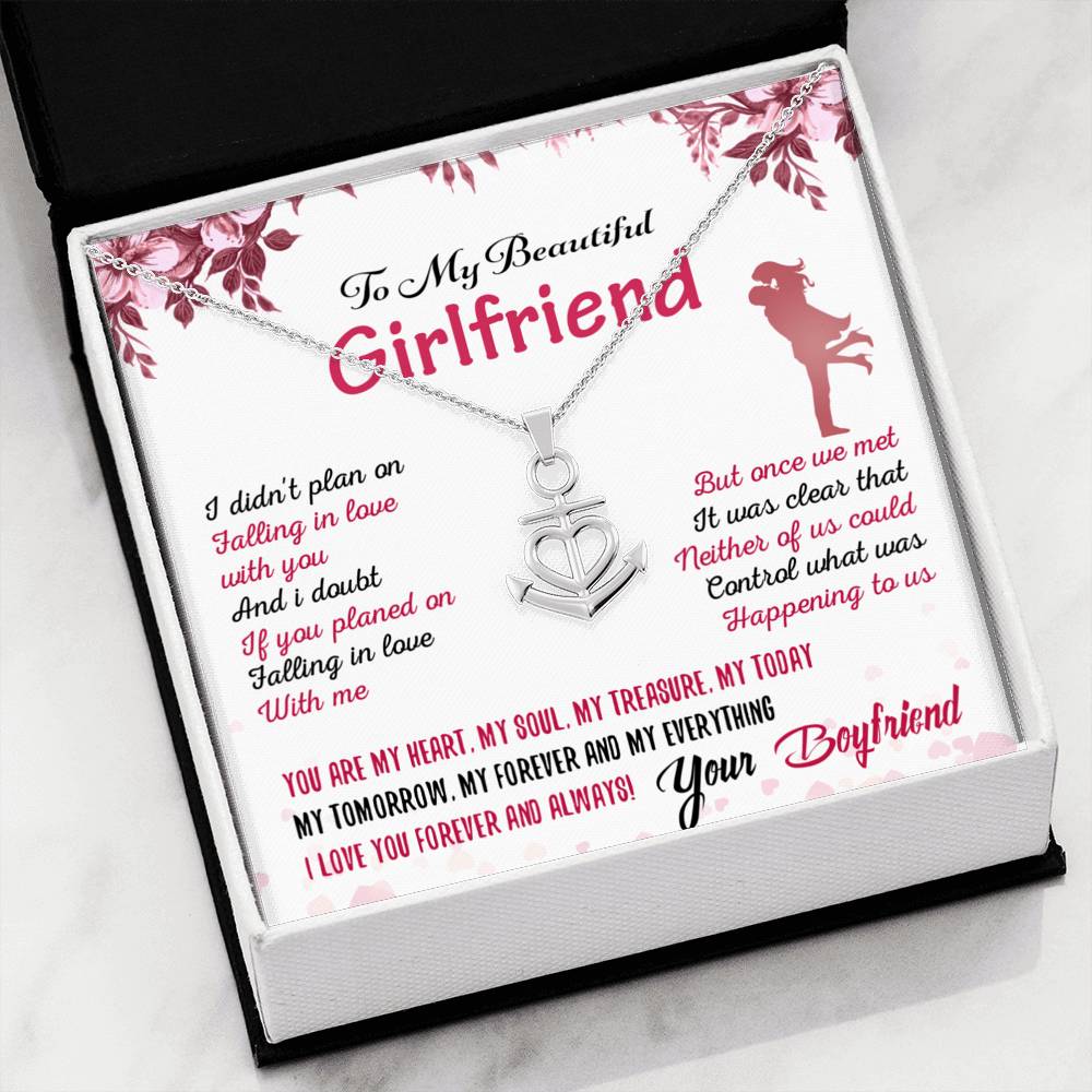 To My Girlfriend Anchor Necklace Gift for Valentine Birthday