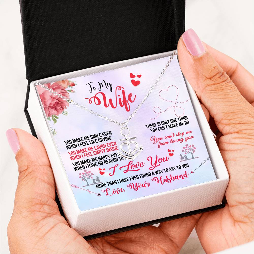To My Wife Valentine's Day Gift Anchor Necklace with On Demand Message Card
