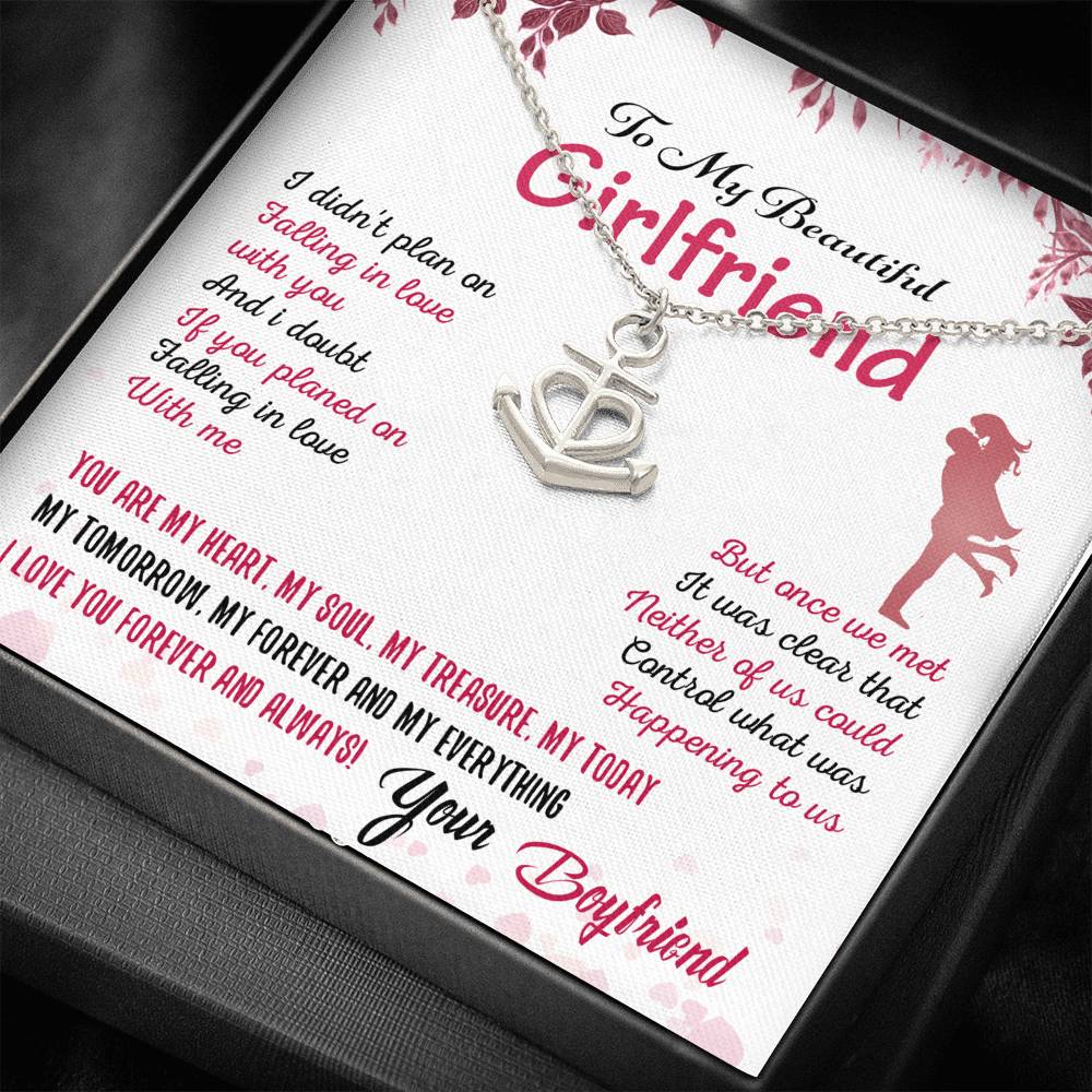 To My Girlfriend Anchor Necklace Gift for Valentine Birthday