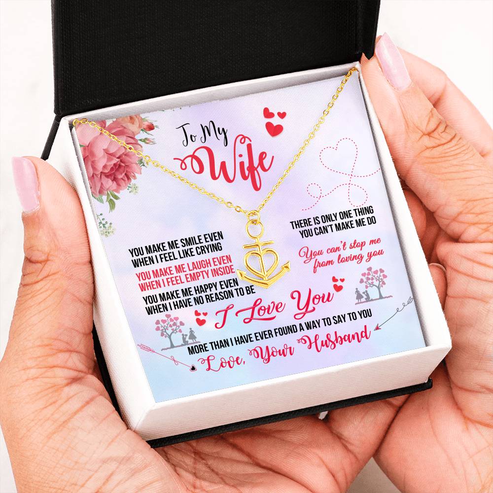 To My Wife Valentine's Day Gift Anchor Necklace with On Demand Message Card