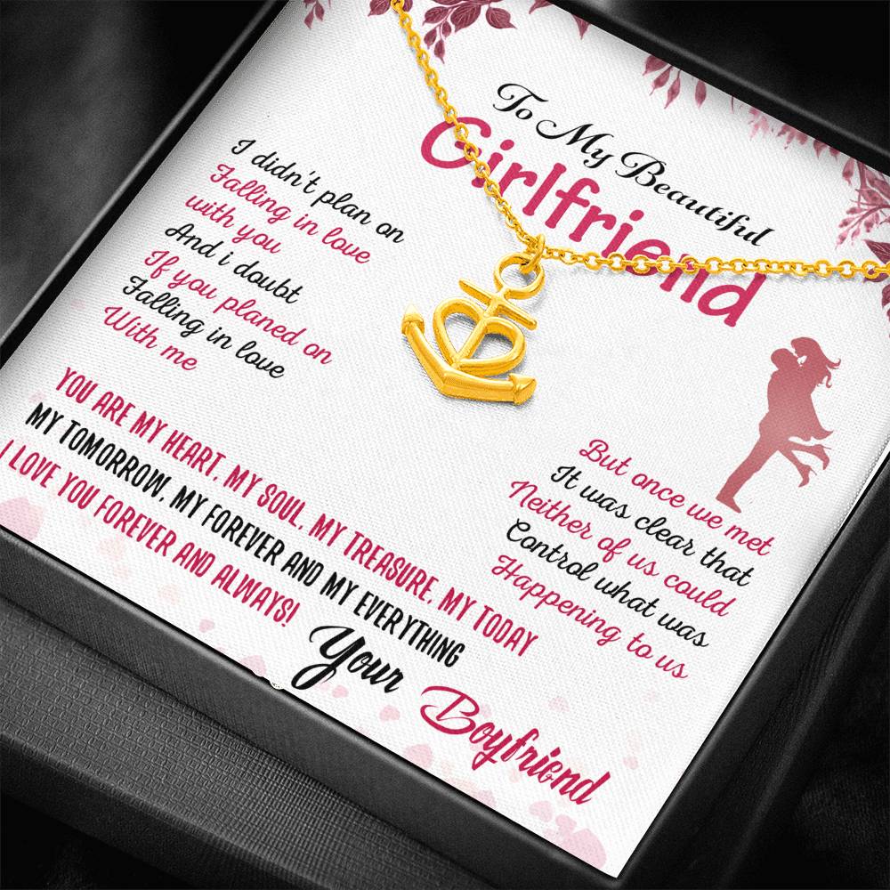 To My Girlfriend Anchor Necklace Gift for Valentine Birthday