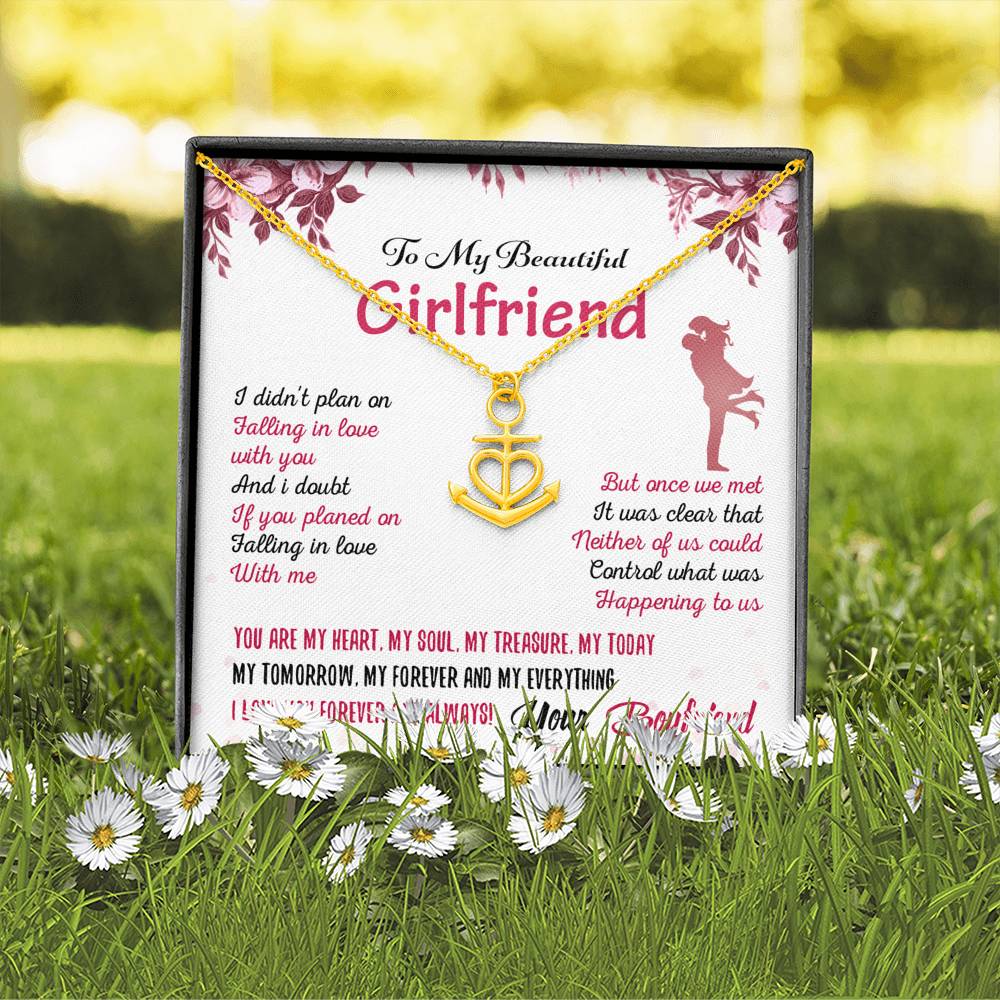 To My Girlfriend Anchor Necklace Gift for Valentine Birthday