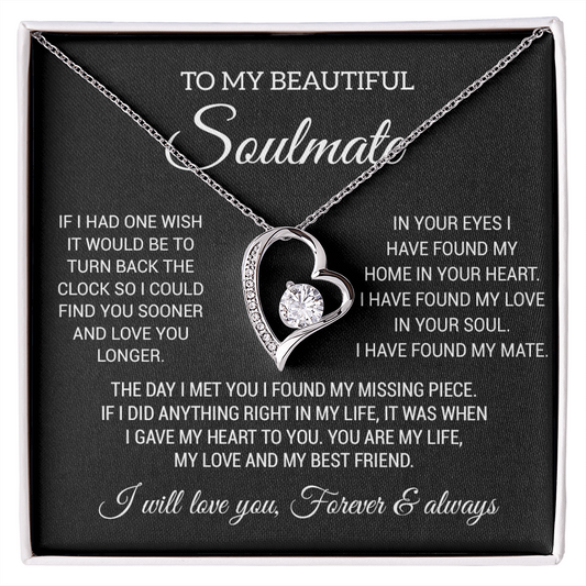 To My Soulmate Necklace, Gift For Wife Girlfriend From Husband, Birthday Gift