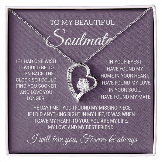 To My Soulmate Necklace, Gift For Wife Girlfriend From Husband, Birthday Gift