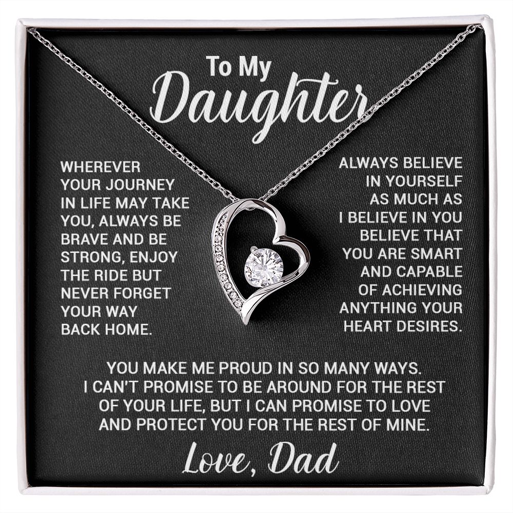 To My Daughter Necklace, Gift For Daughter From Dad, Daughter Father Necklace_Black