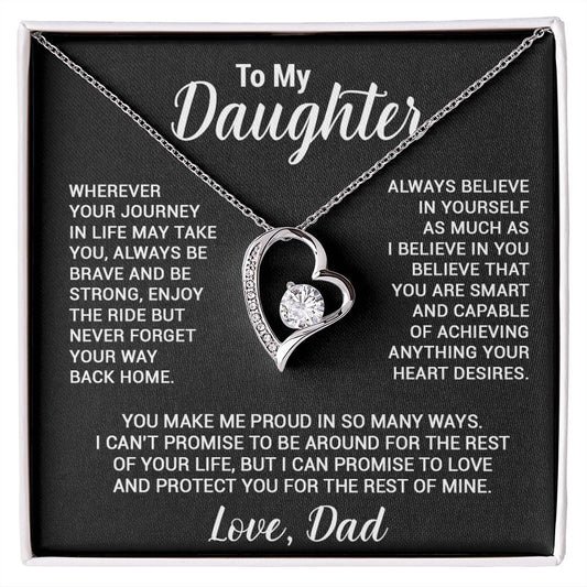 To My Daughter Necklace, Gift For Daughter From Dad, Daughter Father Necklace_Black