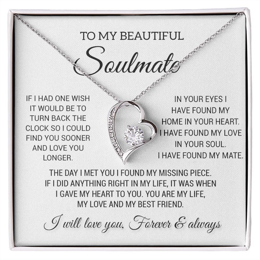 To My Beautiful Soulmate Necklace, Gift for Wife, Girlfriend, Anniversary Gift
