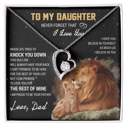 To My Daughter Necklace, Gift For Daughter From Dad, Daughter Father Lion