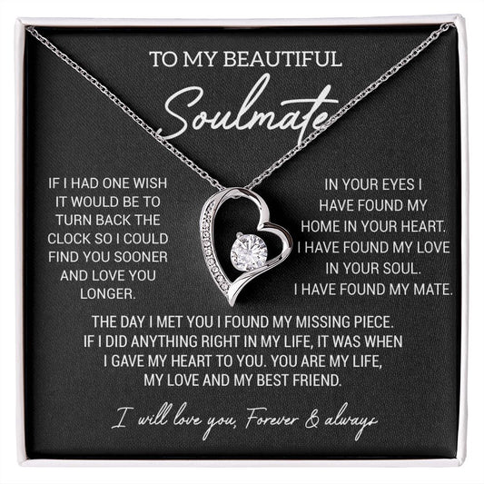To My Soulmate Necklace, Gift For Wife Girlfriend From Husband, Birthday Gift