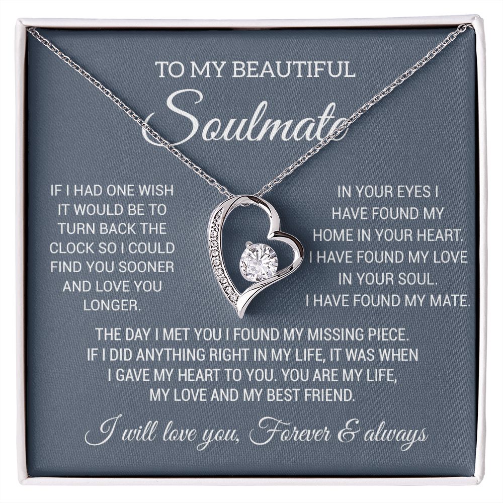 To My Soulmate Necklace, Gift For Wife Girlfriend From Husband, Birthday Gift