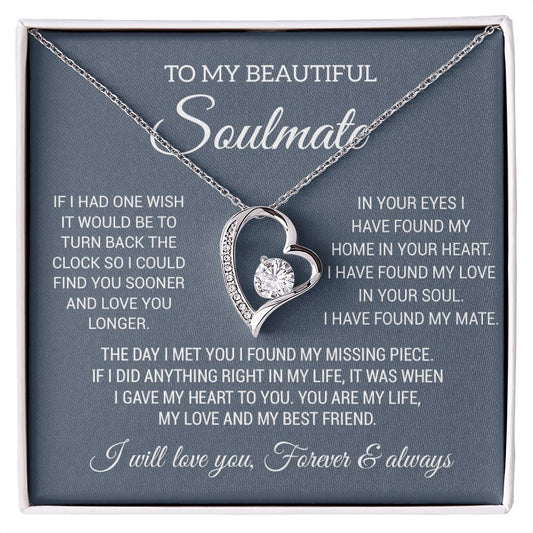 To My Soulmate Necklace, Gift For Wife Girlfriend From Husband, Birthday Gift