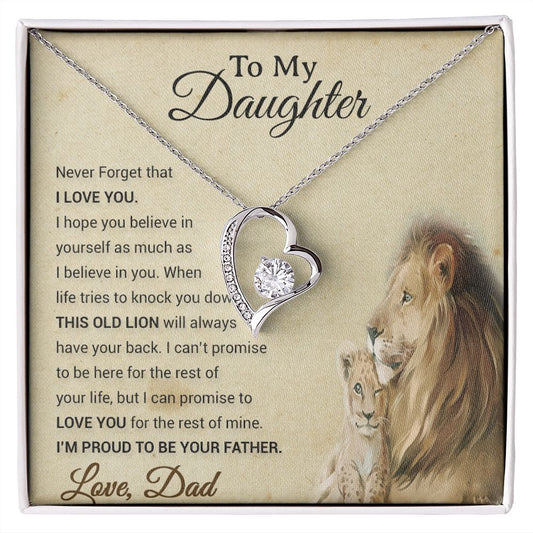 To My Daughter Necklace, Xmas Gift For Daughter From Dad, Daughter Father Lion