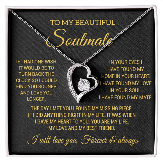 To My Soulmate Necklace, Wife Necklace Gift for Fiancée, Gifts for Her