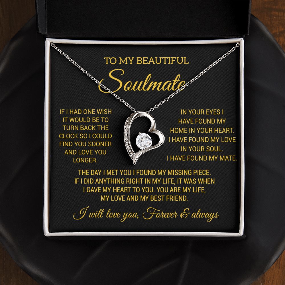 To My Soulmate Necklace, Wife Necklace Gift for Fiancée, Gifts for Her
