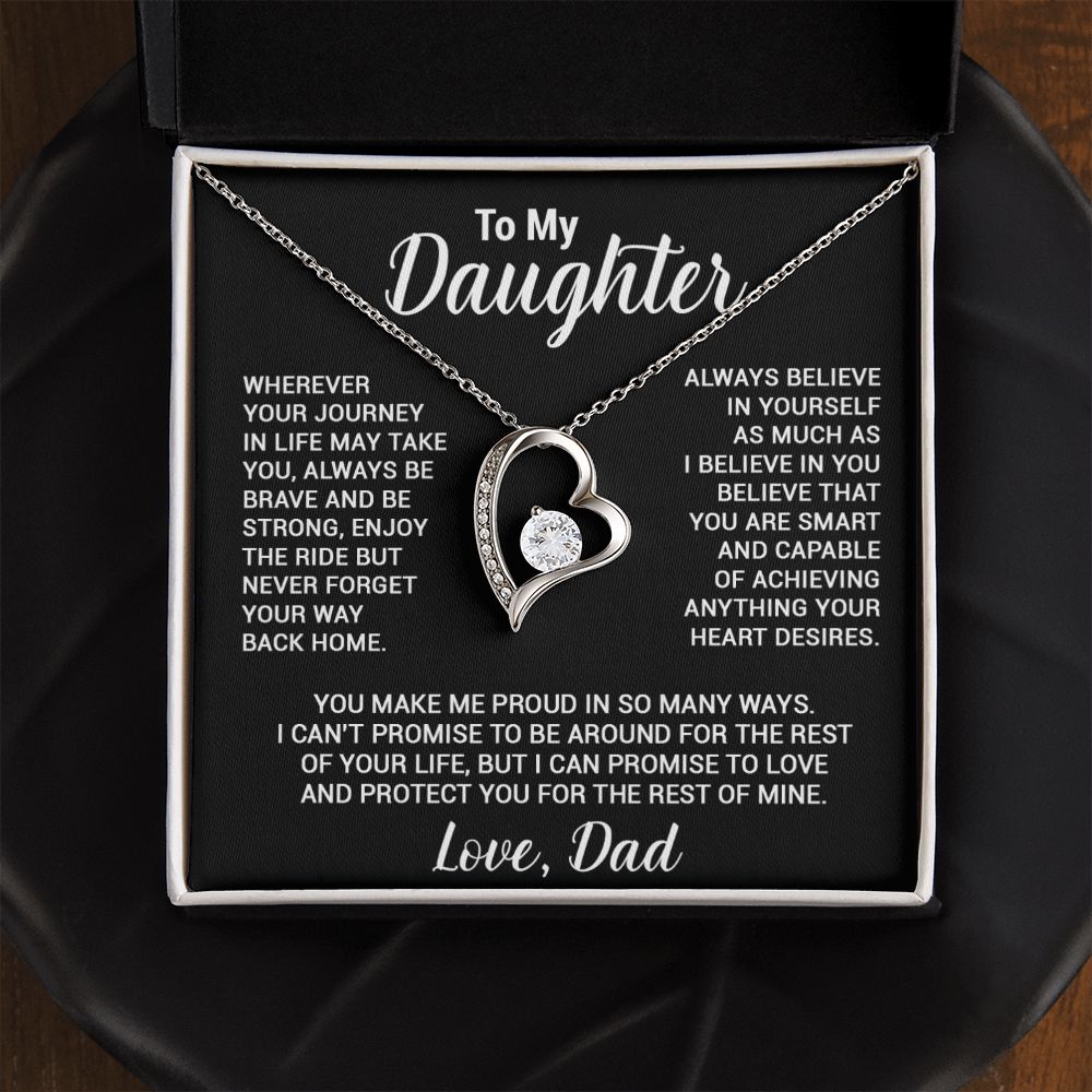 To My Daughter Necklace, Gift For Daughter From Dad, Daughter Father Necklace_Black