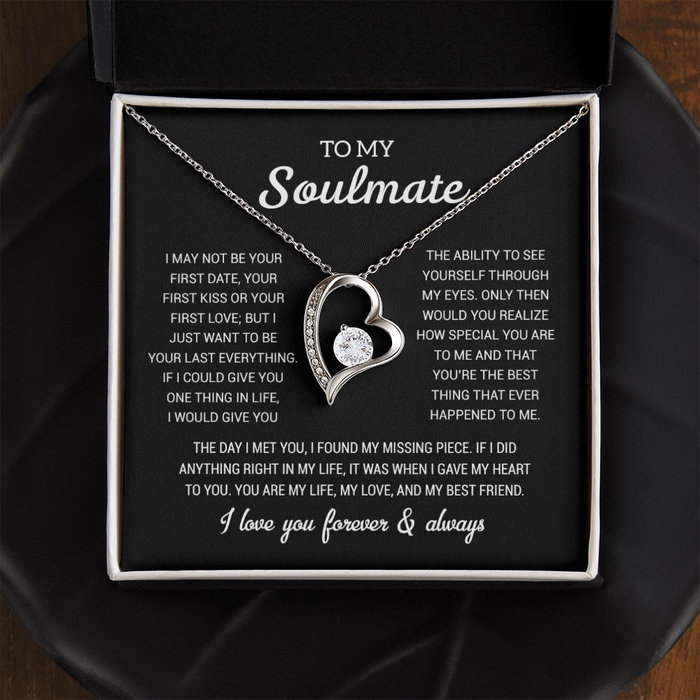 To My Soulmate Gold Necklace Gift, Anniversary Gift For Her, Wife Soulmate Gift