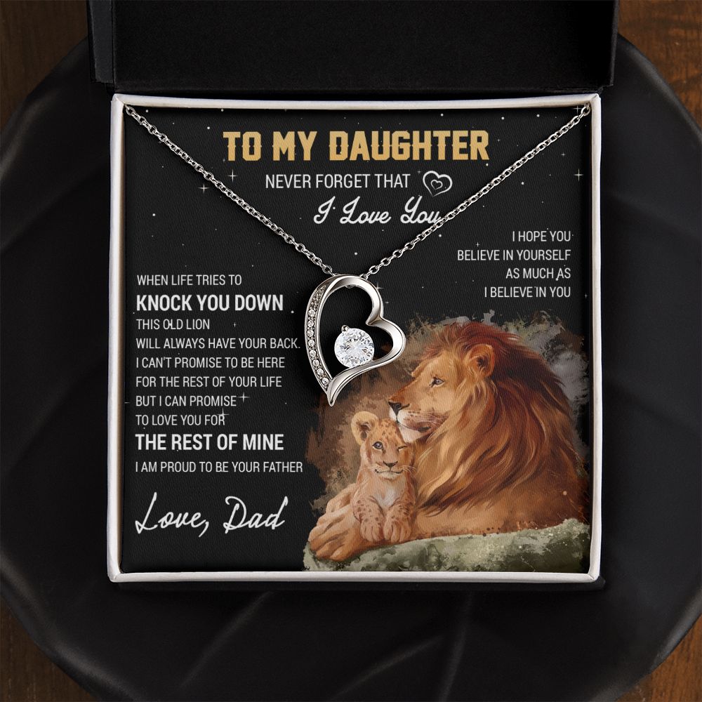 To My Daughter Necklace, Gift For Daughter From Dad, Daughter Father Lion