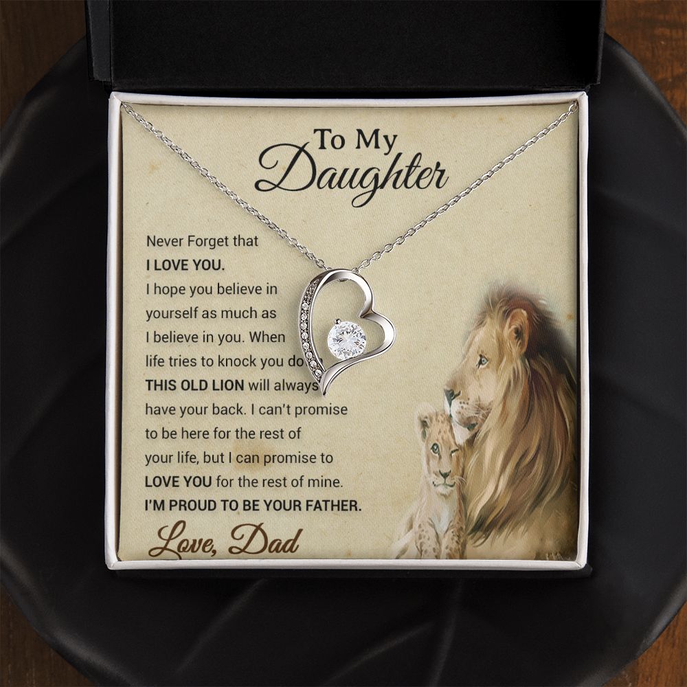 To My Daughter Necklace, Xmas Gift For Daughter From Dad, Daughter Father Lion