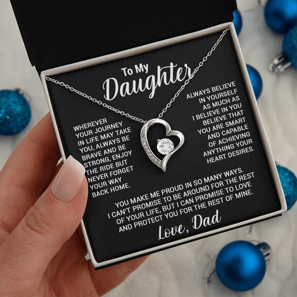 To My Daughter Necklace, Gift For Daughter From Dad, Daughter Father Necklace_Black