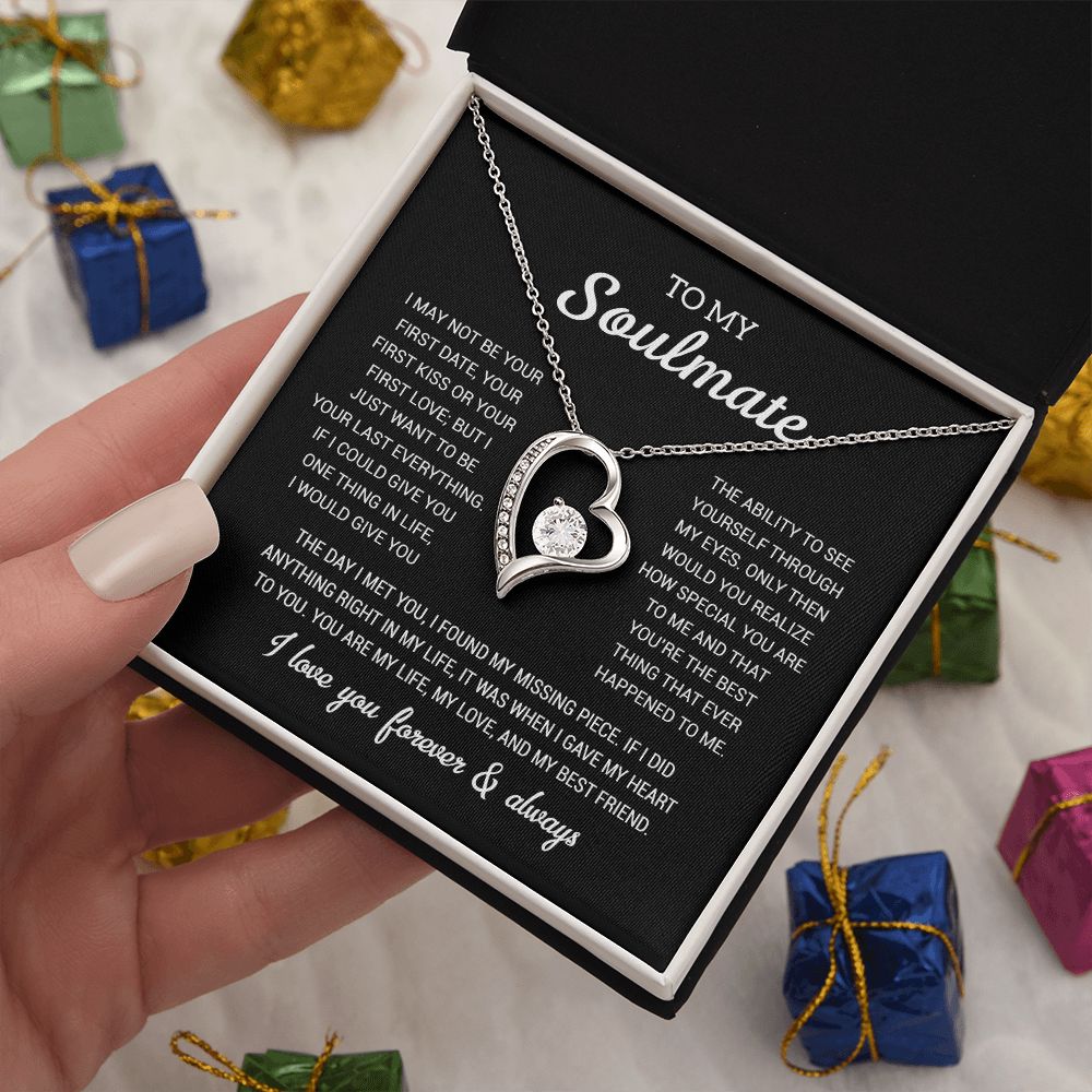 To My Soulmate Gold Necklace Gift, Anniversary Gift For Her, Wife Soulmate Gift