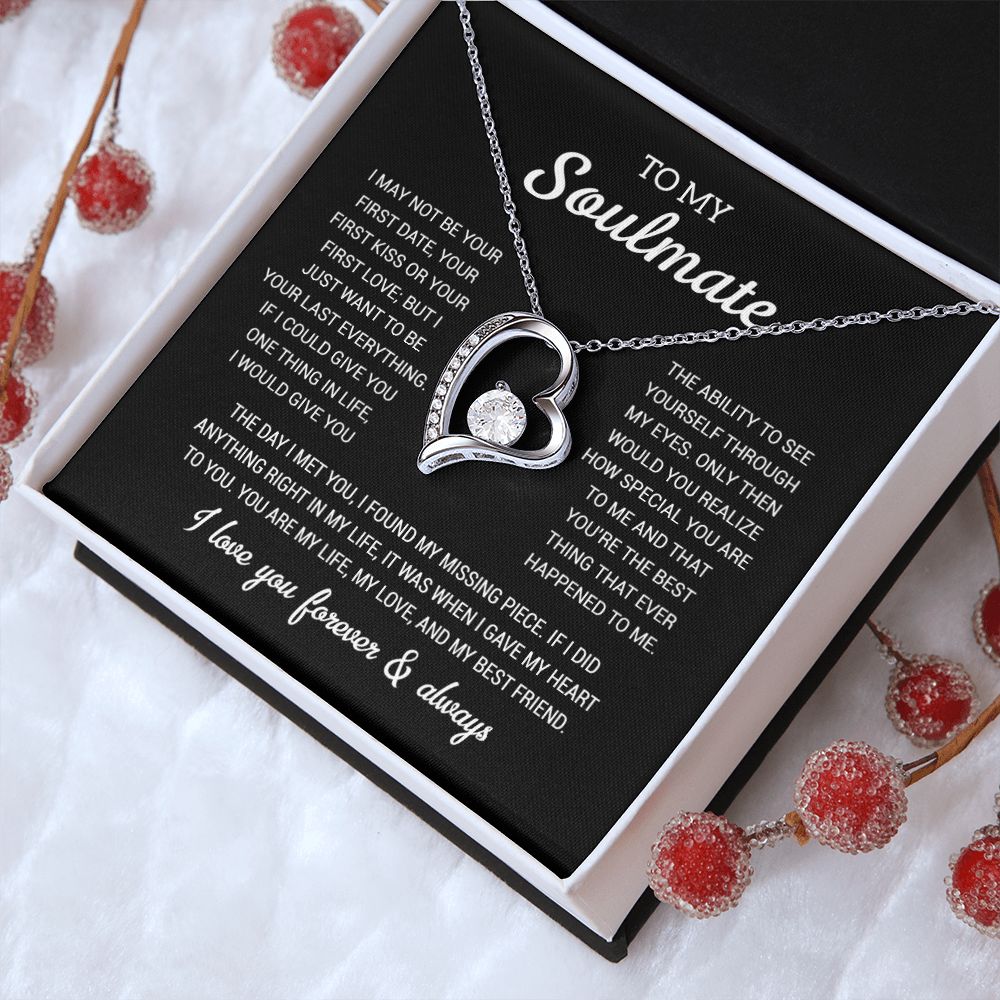 To My Soulmate Gold Necklace Gift, Anniversary Gift For Her, Wife Soulmate Gift