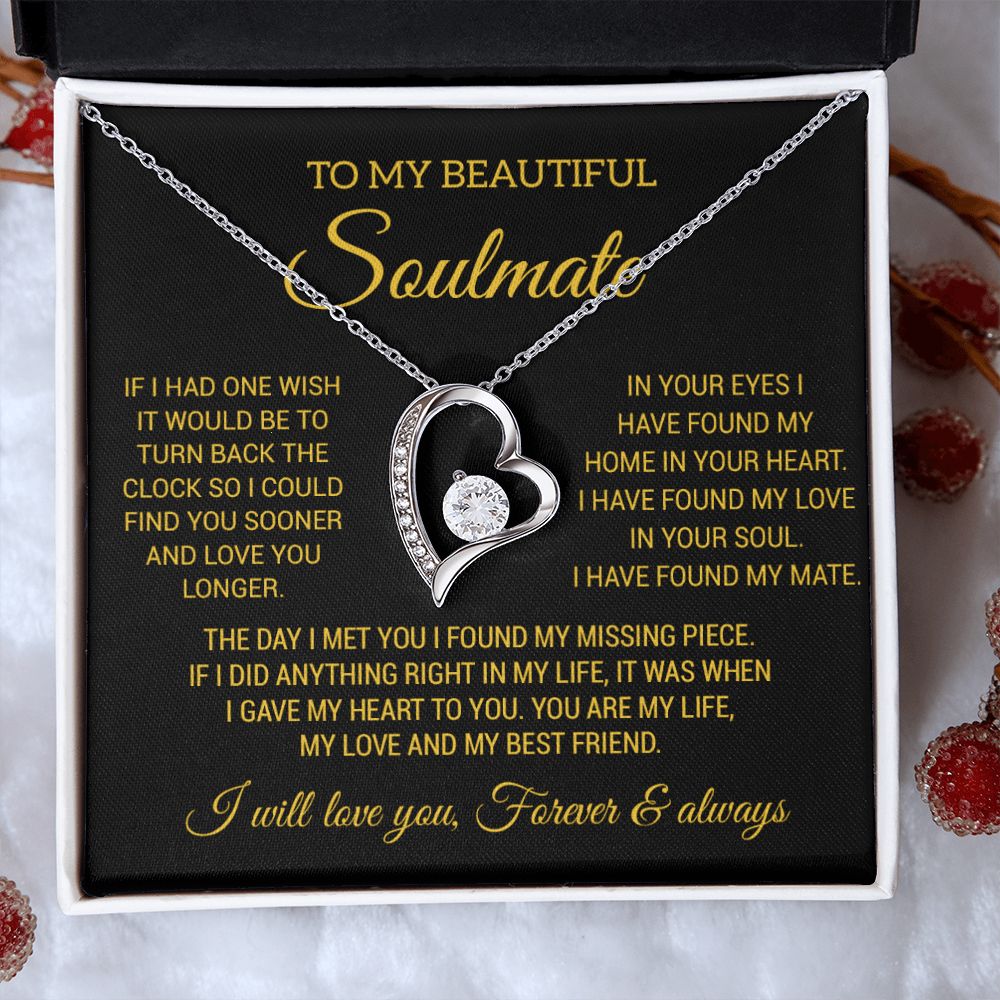 To My Soulmate Necklace, Wife Necklace Gift for Fiancée, Gifts for Her