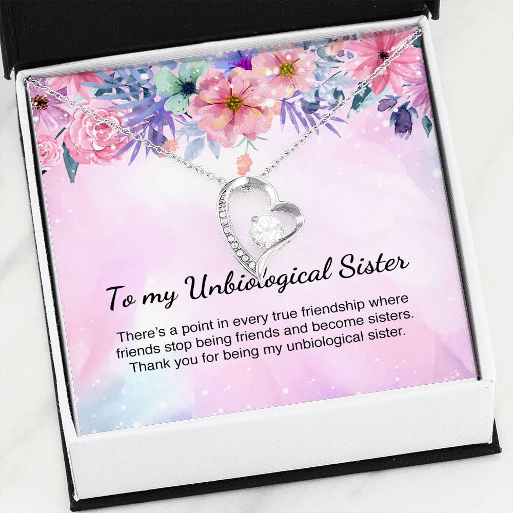 Unbiological Sister Gift Best Friend Forever Love Necklace Message Card