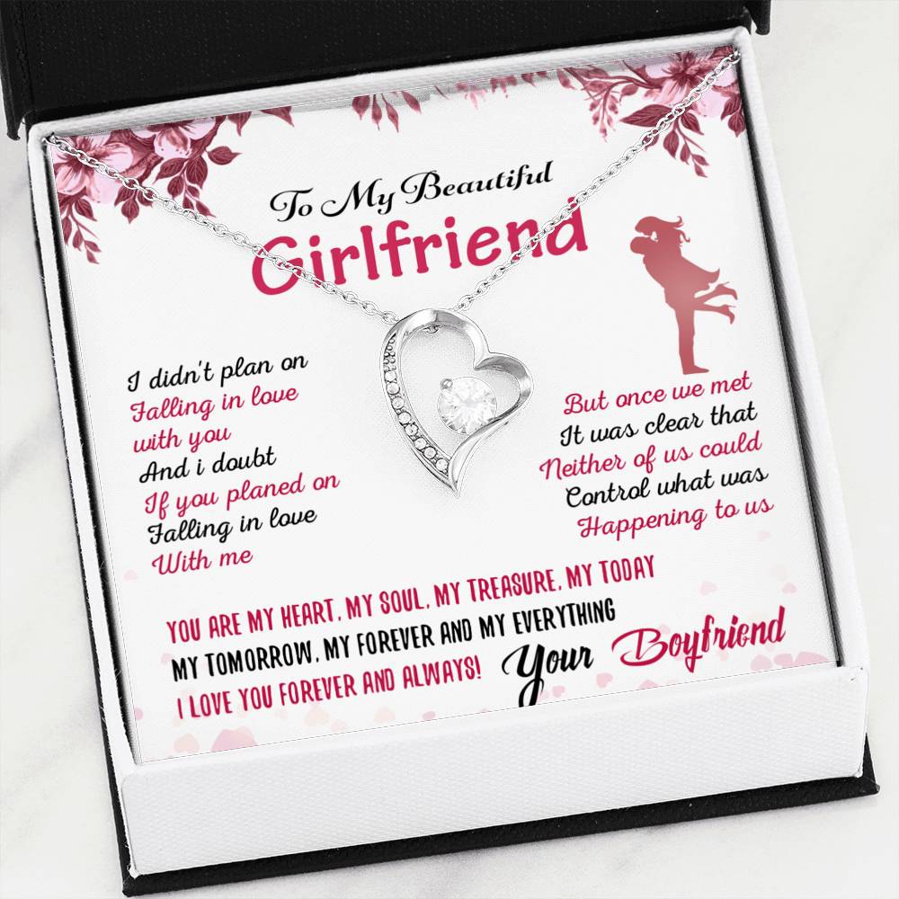 To My Girlfriend Forever Love Heart Necklace Gift for Valentine Birthday