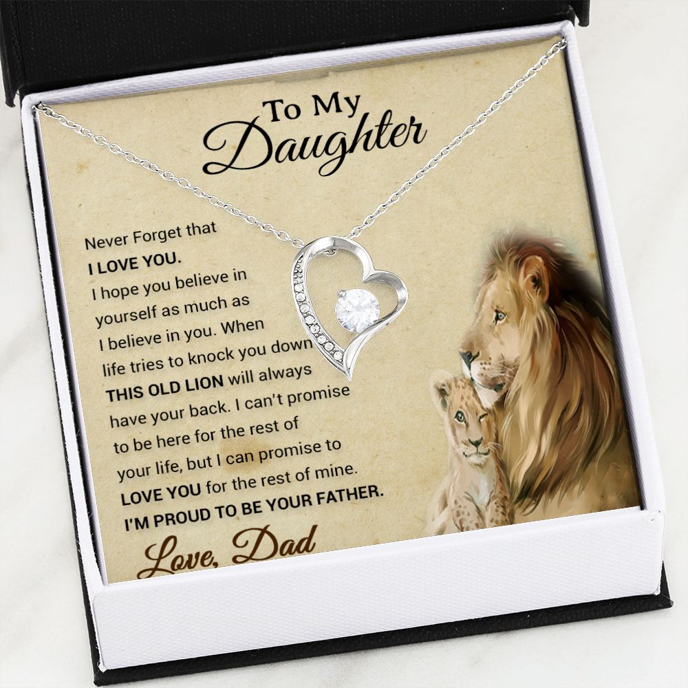 To My Daughter Necklace, Xmas Gift For Daughter From Dad, Daughter Father Lion