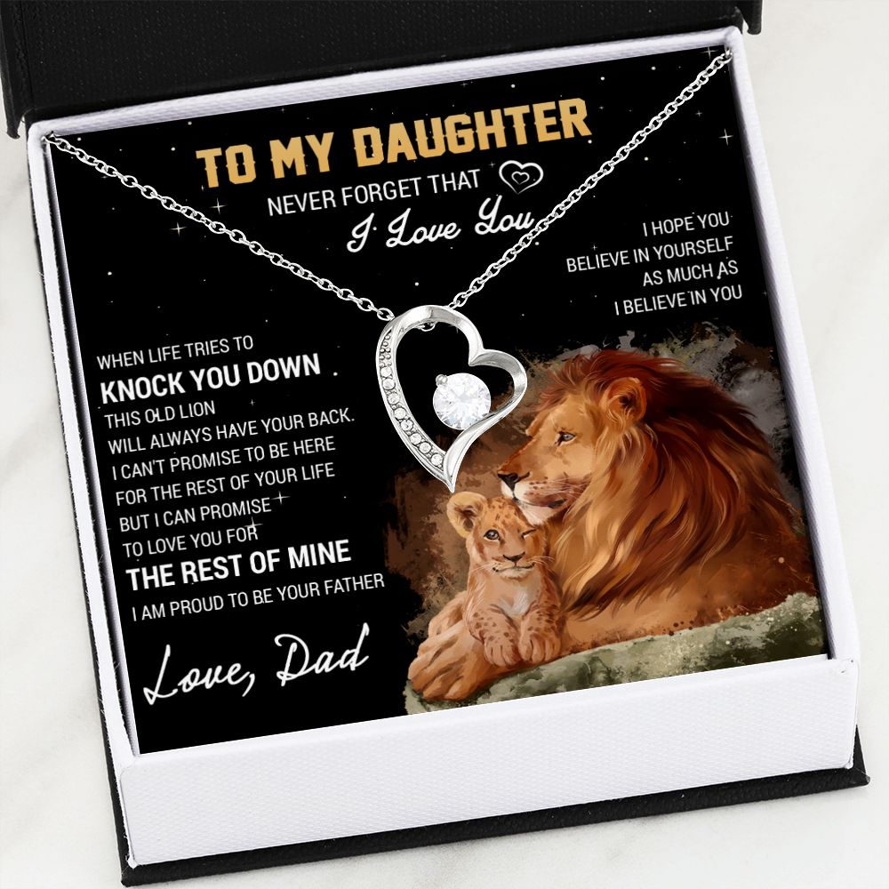 To My Daughter Necklace, Gift For Daughter From Dad, Daughter Father Lion