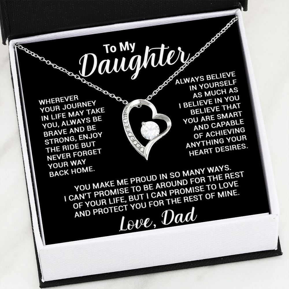 To My Daughter Necklace, Gift For Daughter From Dad, Daughter Father Necklace_Black