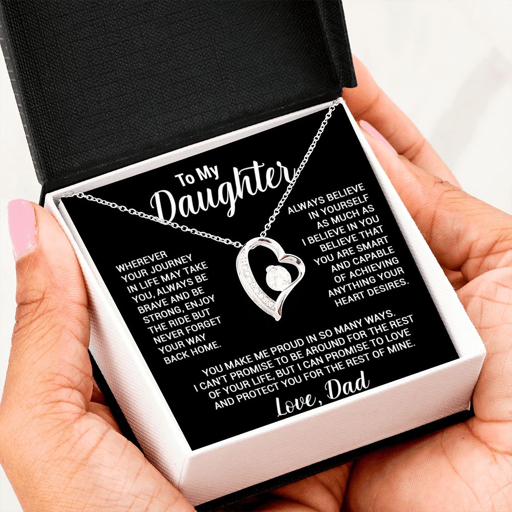 To My Daughter Necklace, Gift For Daughter From Dad, Daughter Father Necklace_Black