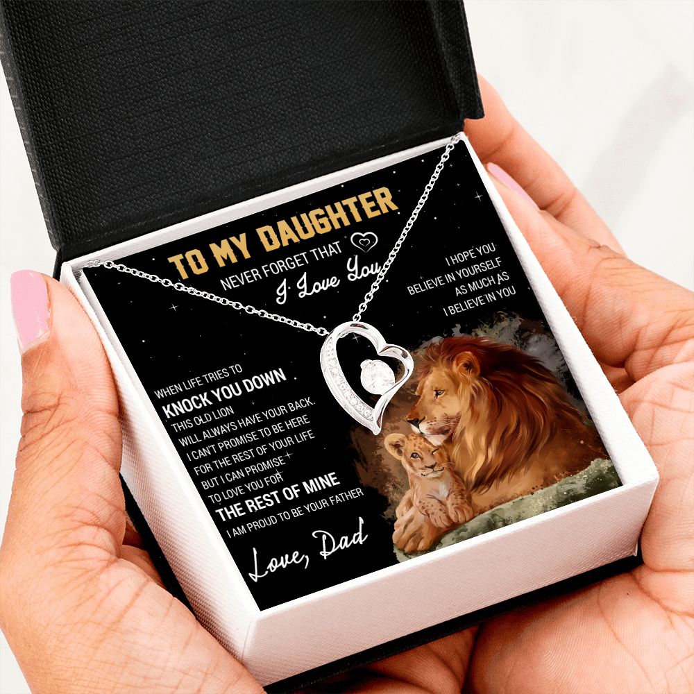 To My Daughter Necklace, Gift For Daughter From Dad, Daughter Father Lion
