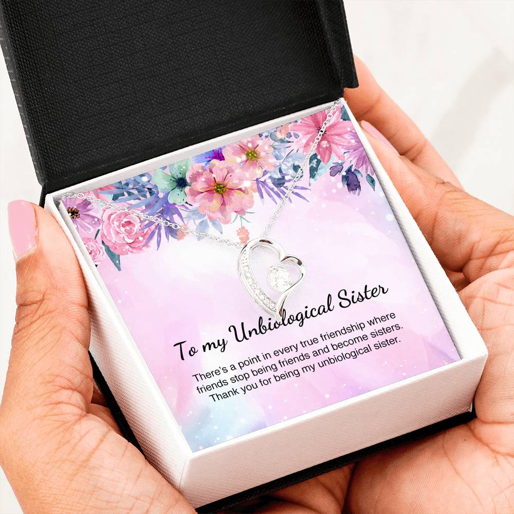 Unbiological Sister Gift Best Friend Forever Love Necklace Message Card
