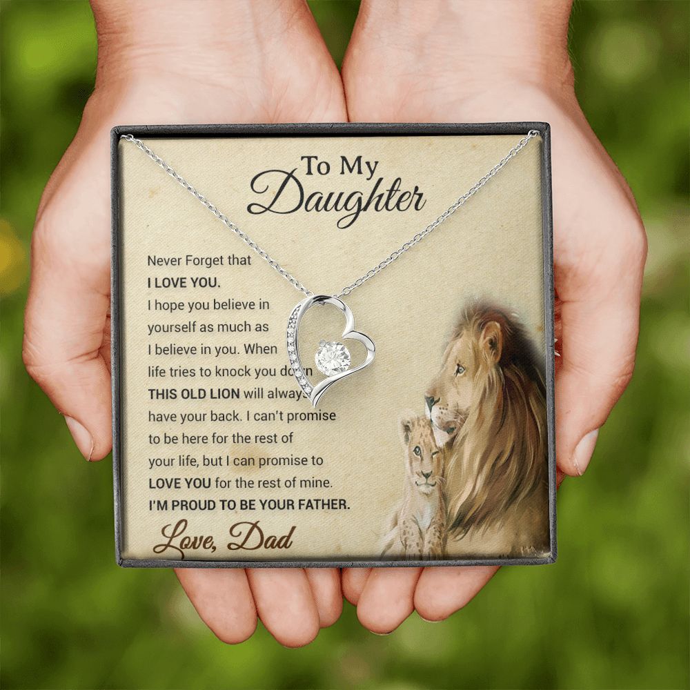 To My Daughter Necklace, Xmas Gift For Daughter From Dad, Daughter Father Lion