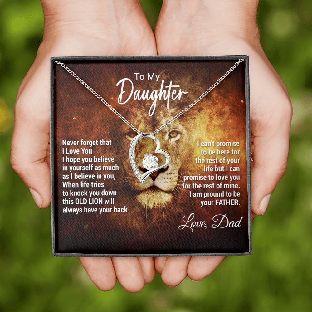 To My Daughter Necklace, Xmas Gift For Daughter From Dad, Daughter Father Lion