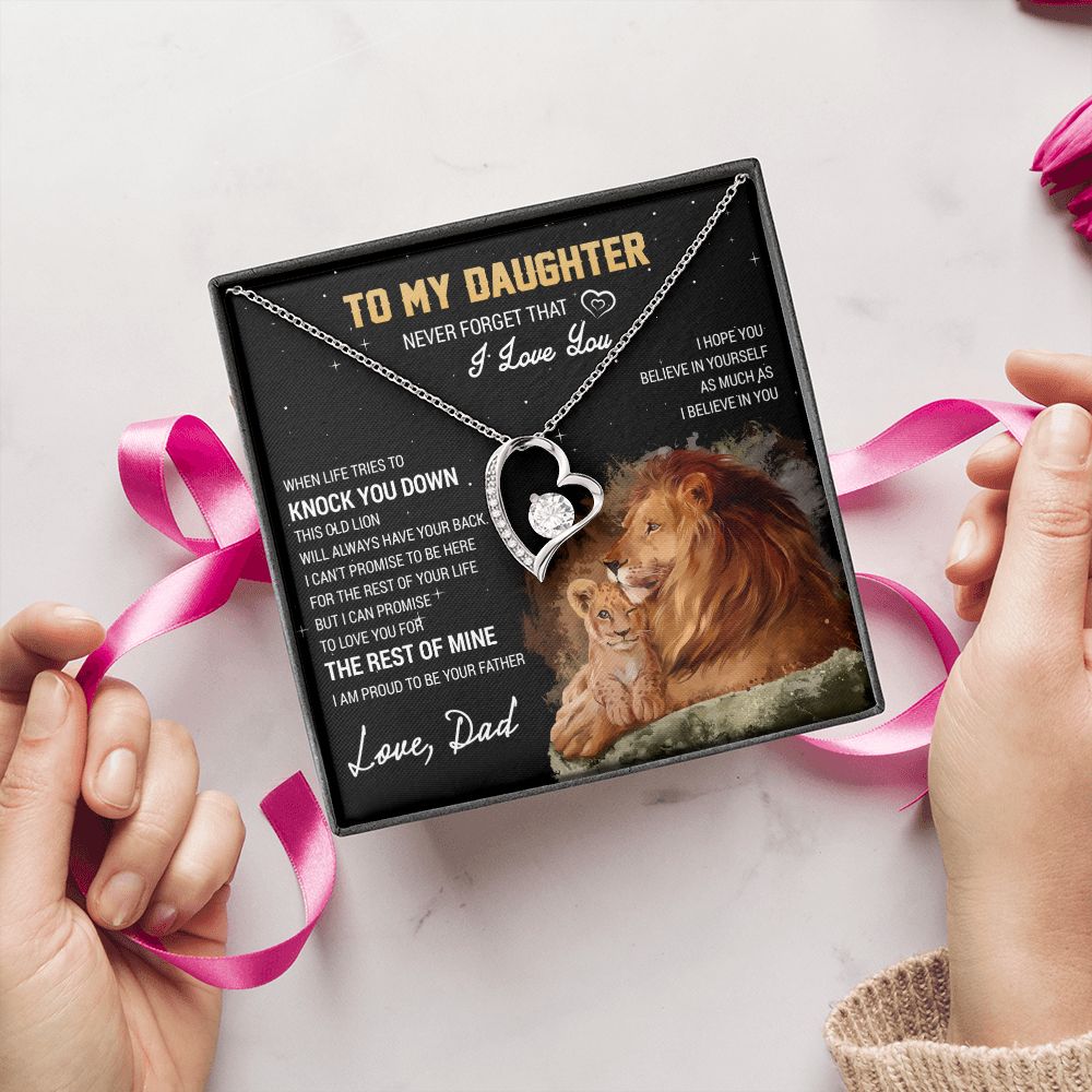 To My Daughter Necklace, Gift For Daughter From Dad, Daughter Father Lion