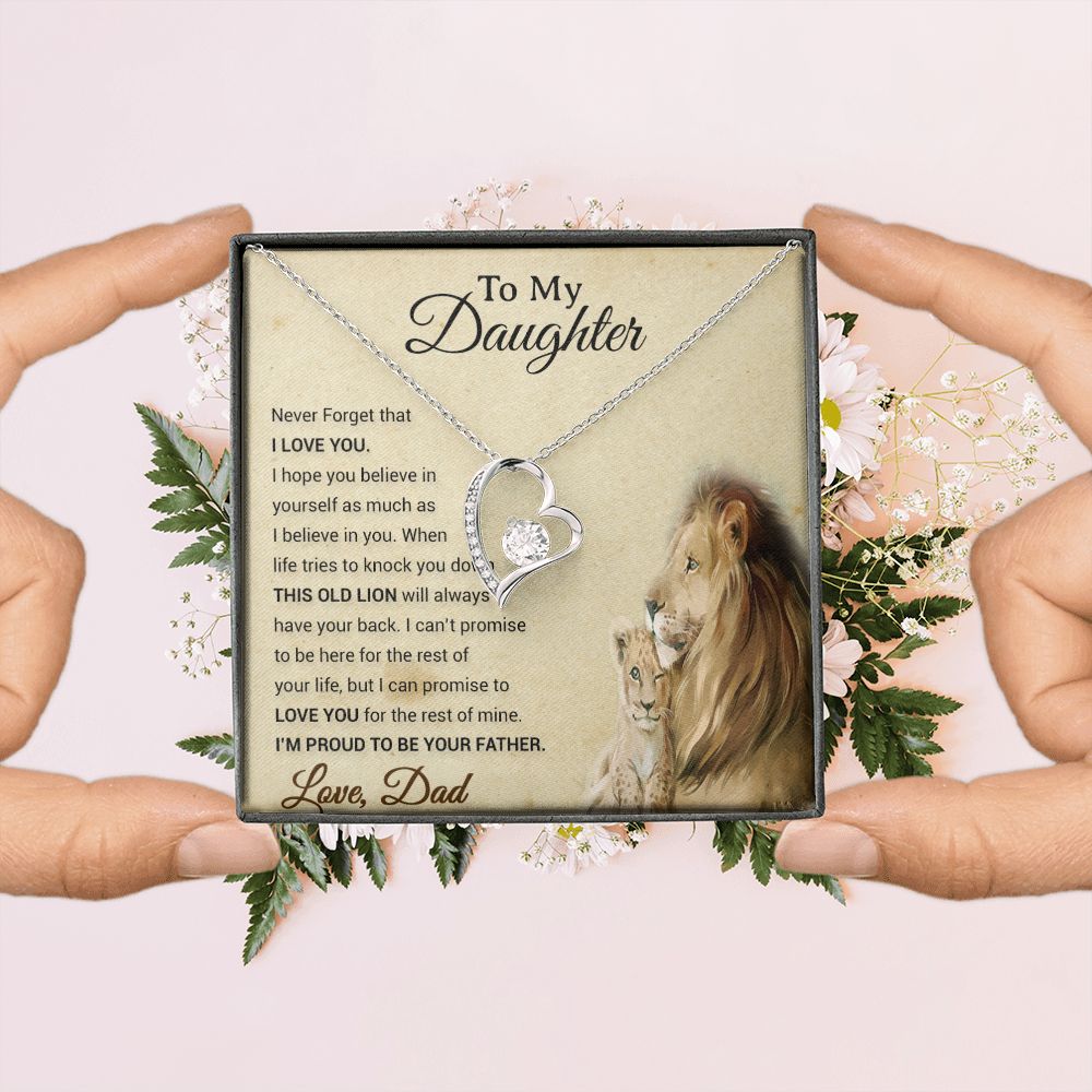 To My Daughter Necklace, Xmas Gift For Daughter From Dad, Daughter Father Lion