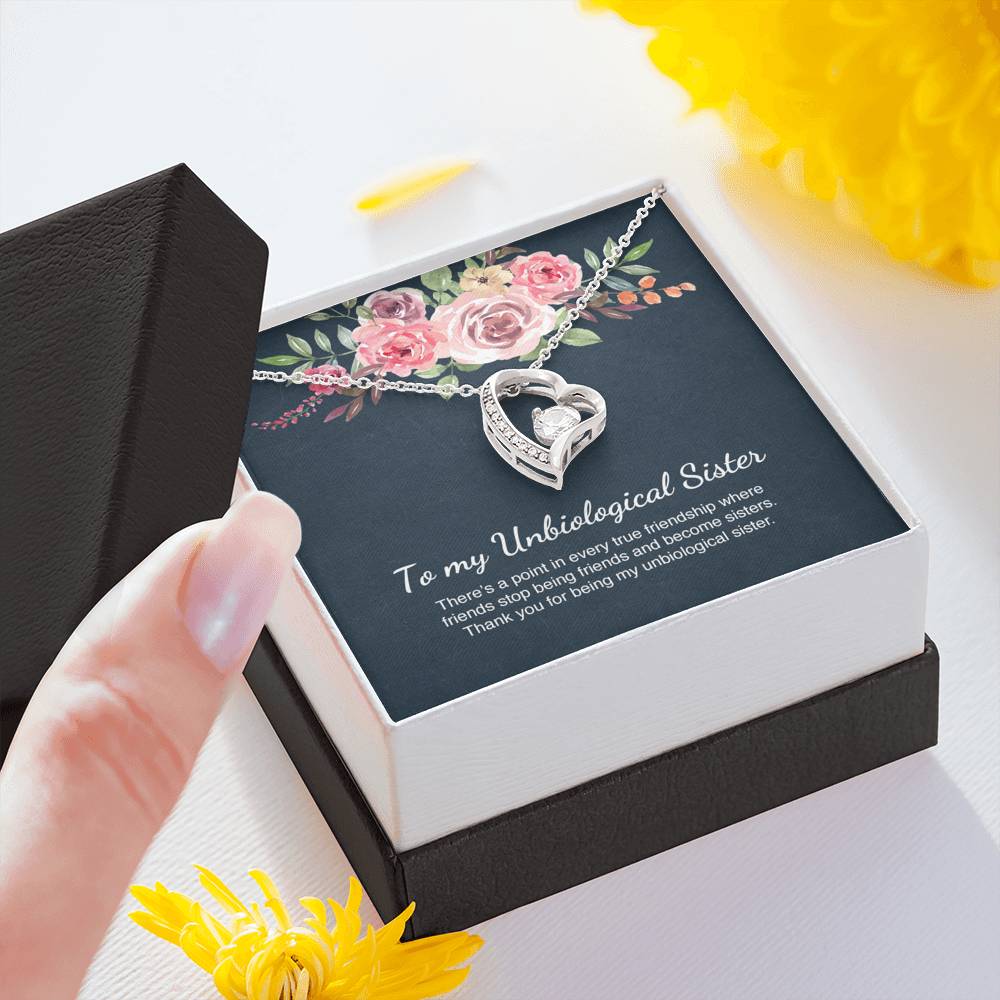 Unbiological Sister Gift Best Friend Forever Love Necklace Message Card