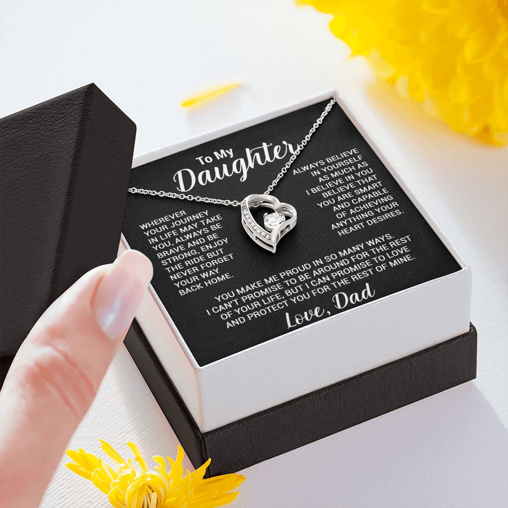To My Daughter Necklace, Gift For Daughter From Dad, Daughter Father Necklace_Black