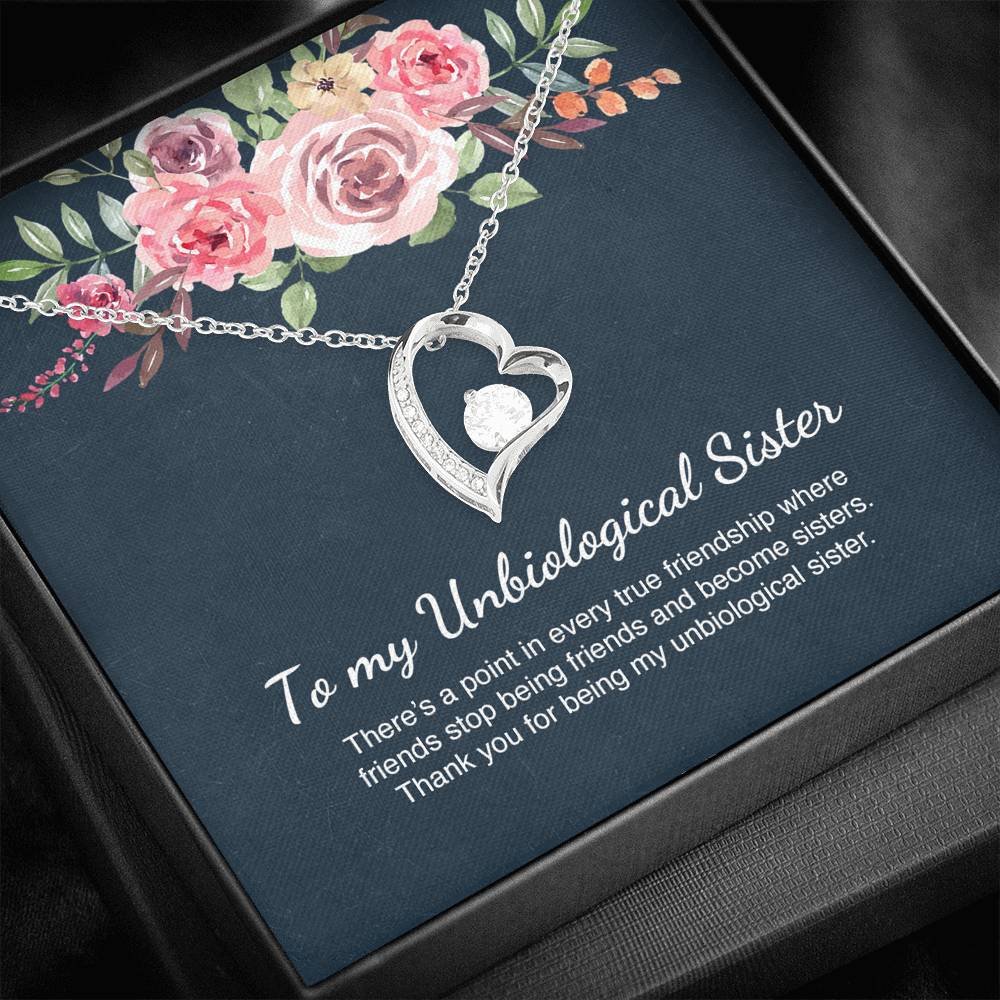 Unbiological Sister Gift Best Friend Forever Love Necklace Message Card