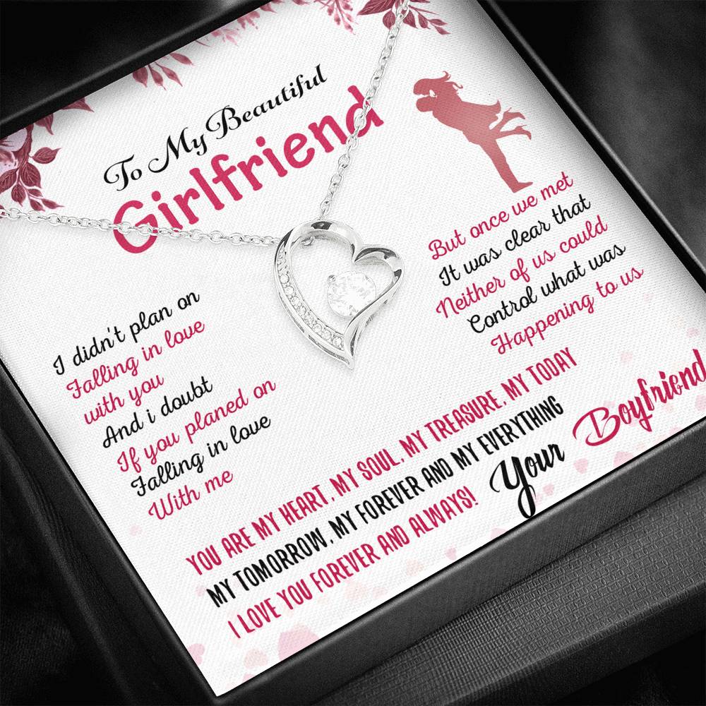 To My Girlfriend Forever Love Heart Necklace Gift for Valentine Birthday