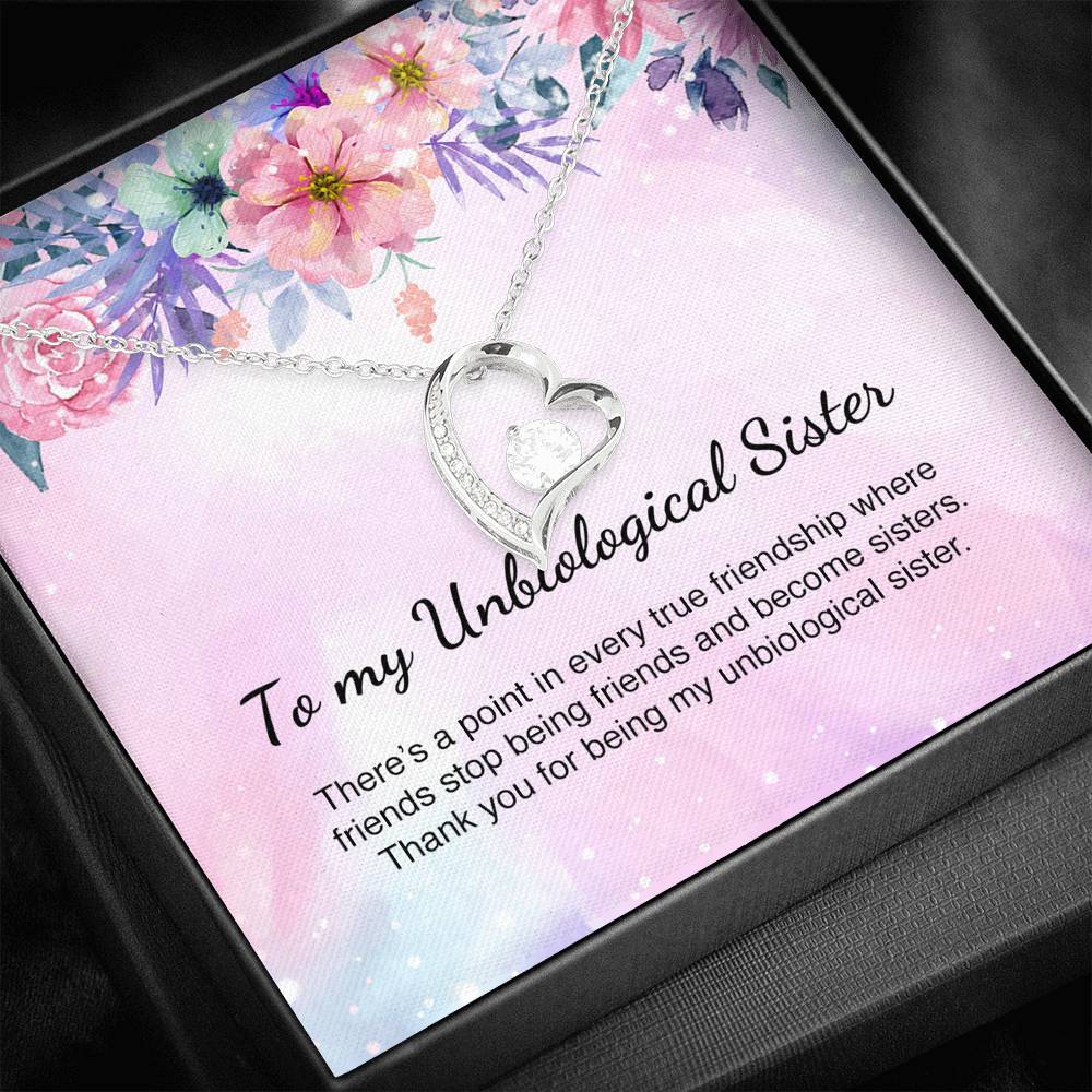Unbiological Sister Gift Best Friend Forever Love Necklace Message Card