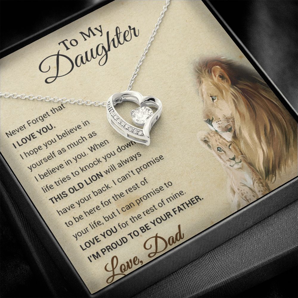 To My Daughter Necklace, Xmas Gift For Daughter From Dad, Daughter Father Lion