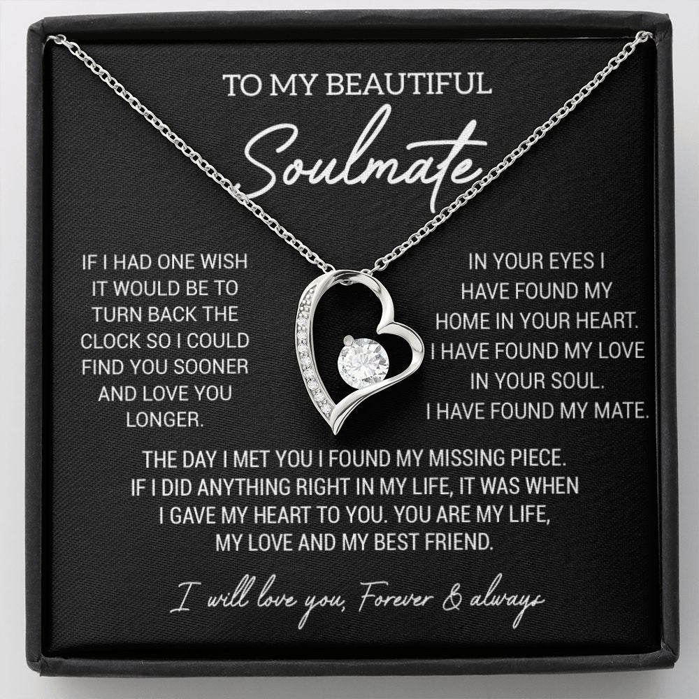To My Soulmate Necklace, Gift For Wife Girlfriend From Husband, Birthday Gift