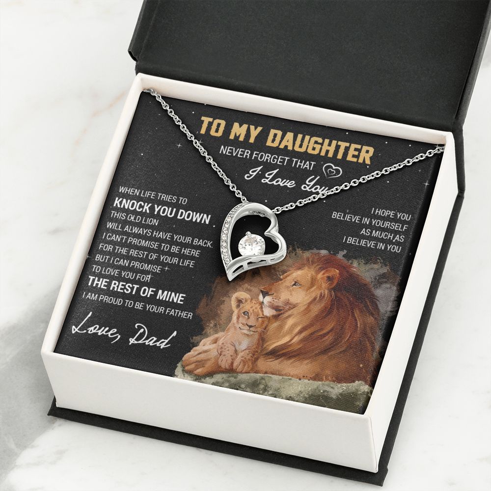To My Daughter Necklace, Gift For Daughter From Dad, Daughter Father Lion