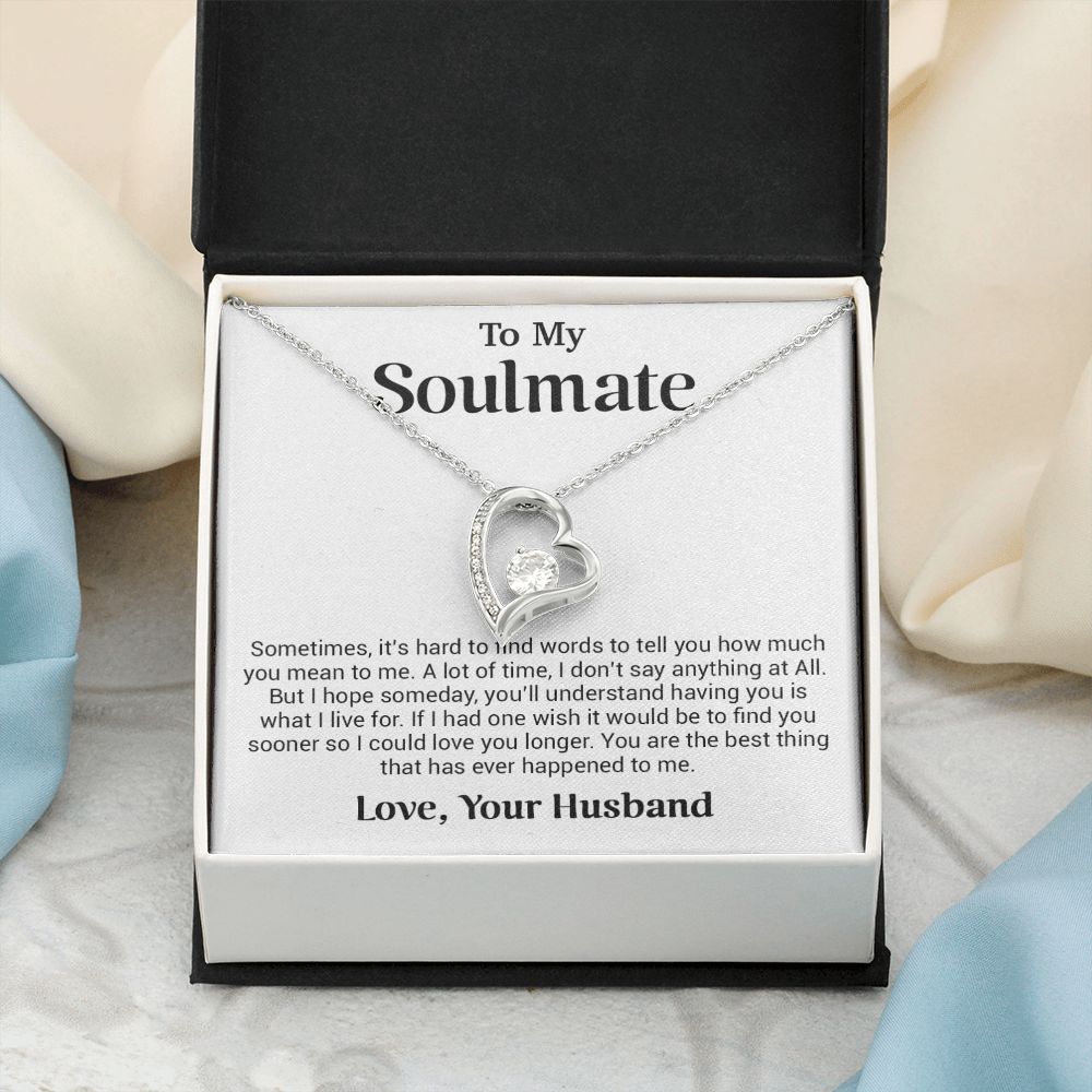 To My Soulmate Gift for Girlfriend, Fiance, Wife Necklace,Valentine Day Gift