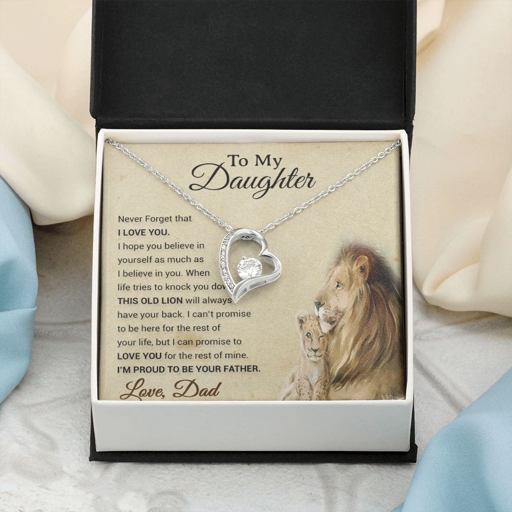 To My Daughter Necklace, Xmas Gift For Daughter From Dad, Daughter Father Lion